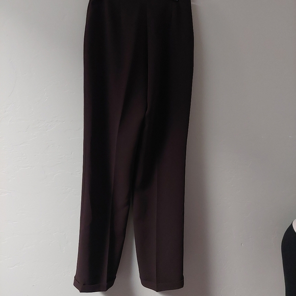 Louben Brown Front Zip  Trouser Triacetate ‎ Pants Women Size 4 - Picture 2 of 8